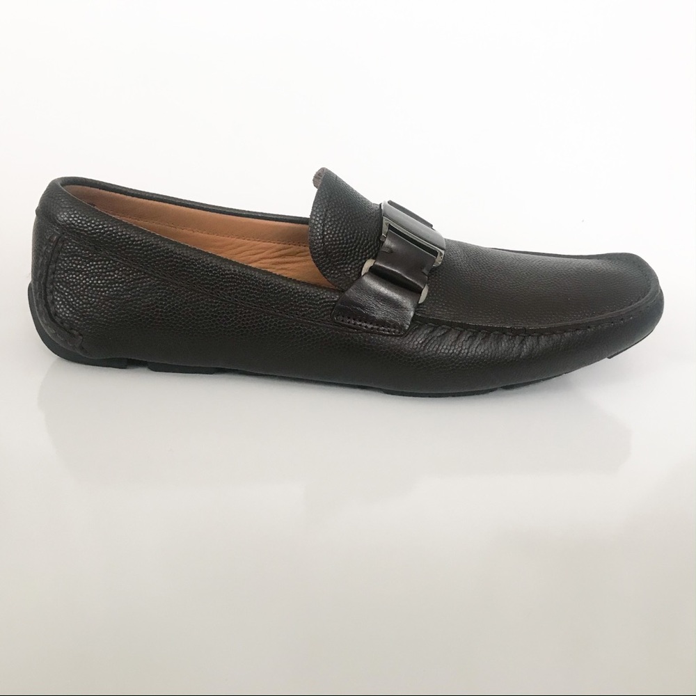 FERRAGAMO - Sardegna chocolate pebble calf loafers